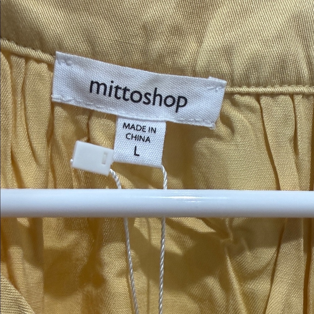 mittoshop Yellow Button-Front Ruffle Blouse - Picture 3 of 5